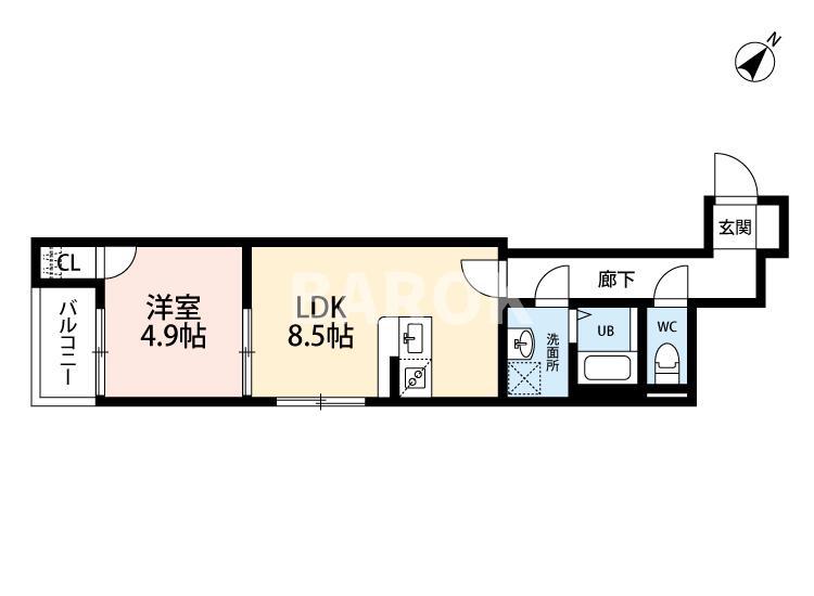 アドバンス光丘(1LDK/1階)の間取り写真
