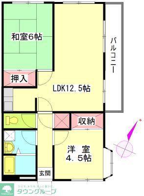 旭ハイツII(2LDK/2階)の間取り写真