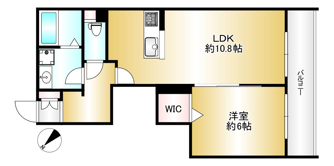 へーベルブルーメ新神戸(1LDK/3階)の間取り写真