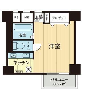 月島ハイツ(ワンルーム/4階)の間取り写真