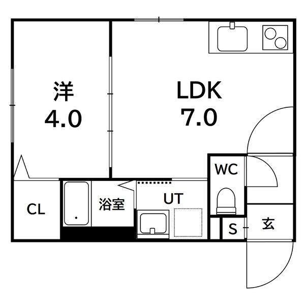 ラフィーネ発寒南II(1LDK/4階)の間取り写真