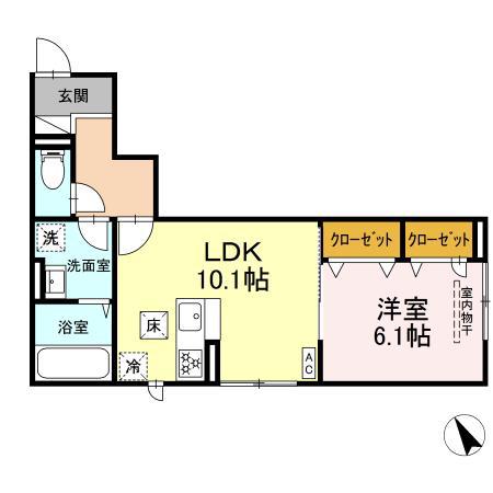 カーサ ビアンカ(1LDK/1階)の間取り写真