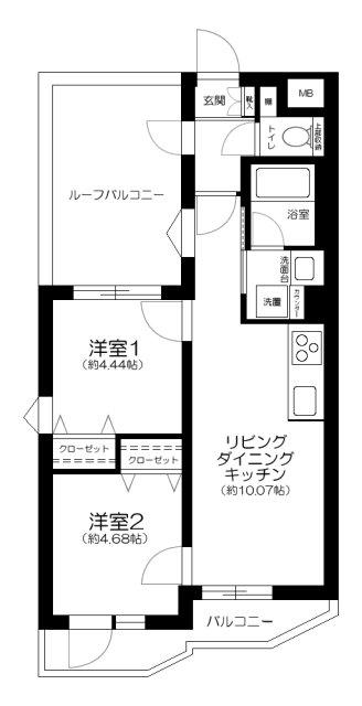 FLREED烏山(2LDK/4階)の間取り写真