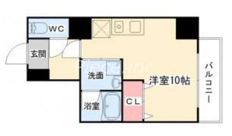 レジデンス釣鐘(ワンルーム/3階)の間取り写真