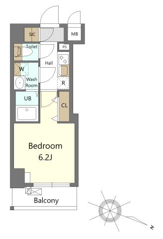 S-RESIDENCE横濱吉野町BURGEON(1K/5階)の間取り写真
