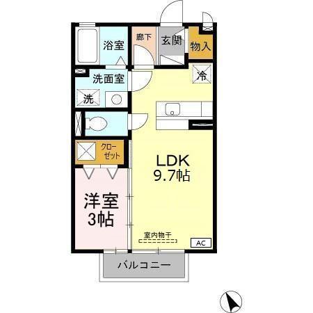 セジュールココペリ(1LDK/1階)の間取り写真