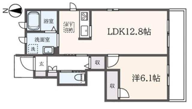 リラフォート B(1LDK/1階)の間取り写真
