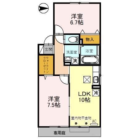 エトワール(2LDK/1階)の間取り写真