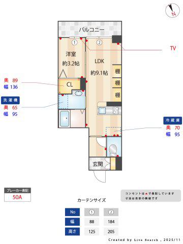 グランデアルベロ南八幡(1LDK/3階)の間取り写真