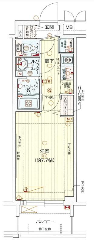 プレサンス谷町七丁目II(1K/13階)の間取り写真