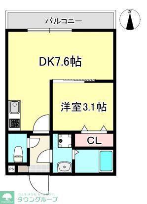 LACRAS舎人(1DK/2階)の間取り写真