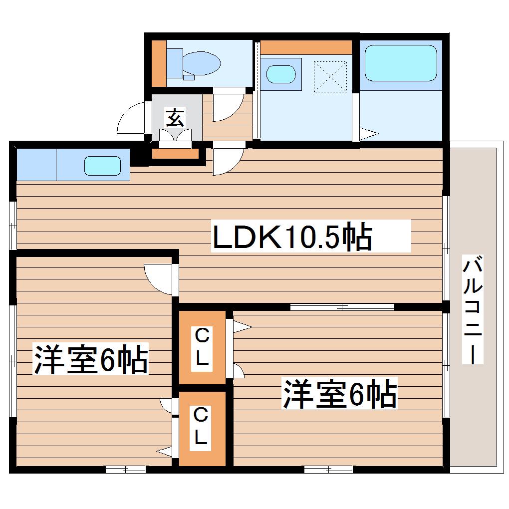 グランドハイムA棟(2LDK/1階)の間取り写真