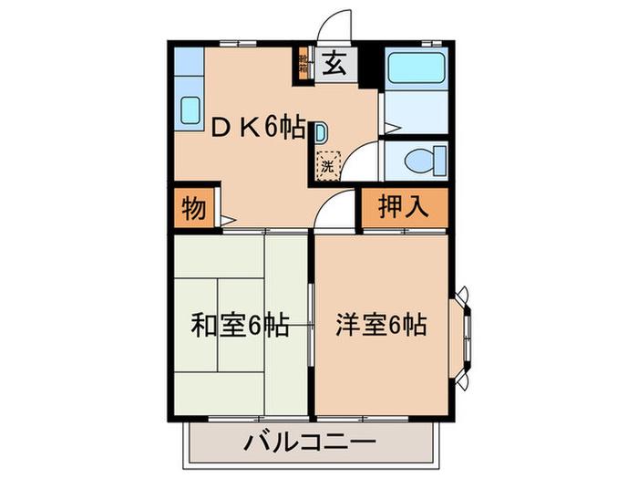 ヒルズ南加瀬(2DK/1階)の間取り写真