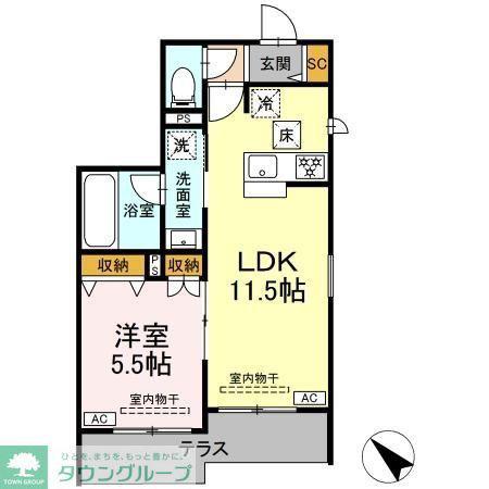 亀井野246メゾン(1LDK/1階)の間取り写真