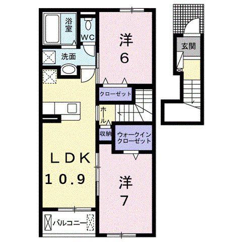 ラヴィベールB(2LDK/2階)の間取り写真