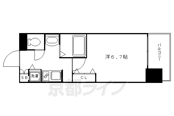 プレサンス京都二条城前風雅(1K/3階)の間取り写真