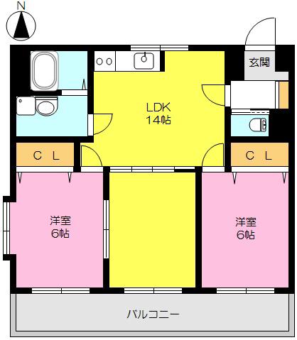 ハイグレードマンション(2LDK/2階)の間取り写真