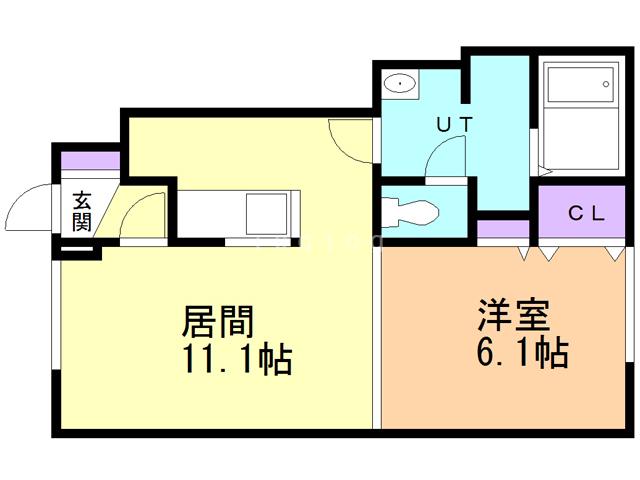 ディアコートプラスアール B(1LDK/1階)の間取り写真