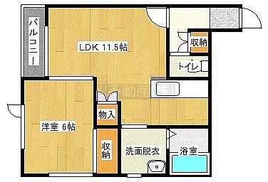 PASSAGE(1LDK/2階)の間取り写真