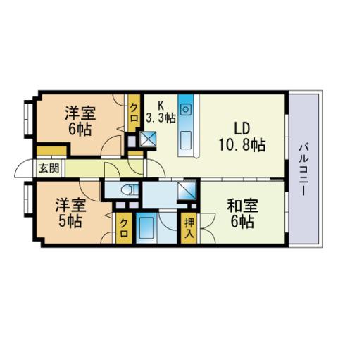 アプローズ千早弐番館(3LDK/2階)の間取り写真