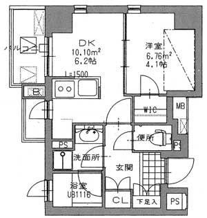 パルム深川(1DK/7階)の間取り写真