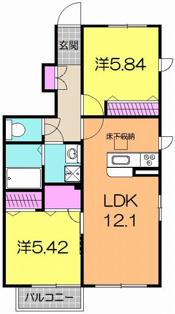 シャルムマザーハウスII(2LDK/1階)の間取り写真