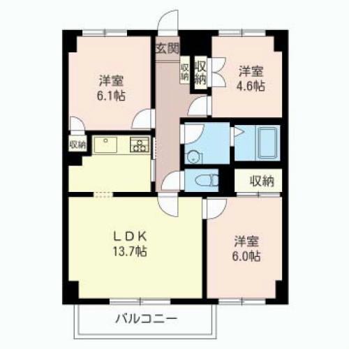 ヴェルドミール宮崎台(3LDK/3階)の間取り写真