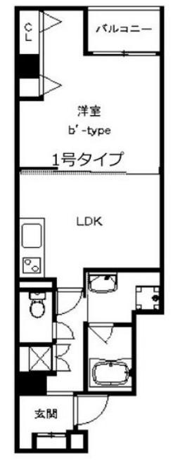 ベルシモンズ谷町(1LDK/5階)の間取り写真