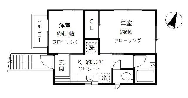 ソレイユ目黒(2K/2階)の間取り写真