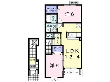 エバーグレイス(2LDK/2階)の間取り写真