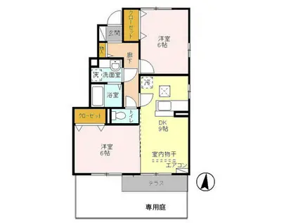 カンパーニュ イブキ(2DK/1階)の間取り写真