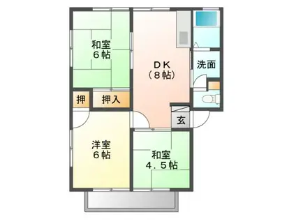 コーポ赤木(3DK/2階)の間取り写真