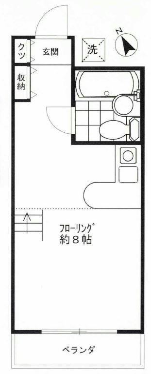 ヴァンベール伊勢(ワンルーム/1階)の間取り写真