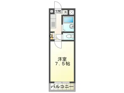 上杉マンション大学前(1K/3階)の間取り写真