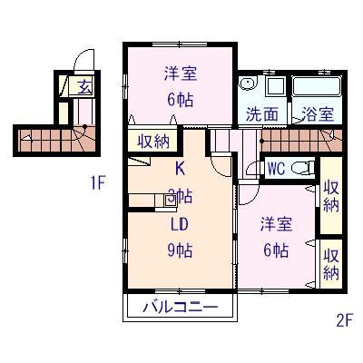 リバーポート東雲A(2LDK/2階)の間取り写真