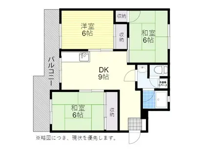 鶴見台第二ビル(3DK/3階)の間取り写真