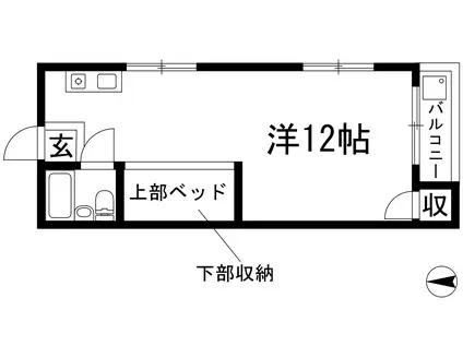 ステップインウエスト(ワンルーム/3階)の間取り写真