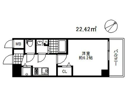 プレサンスコウベシフォン(1K/13階)の間取り写真