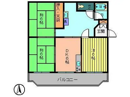 山本ハイツ(3DK/2階)の間取り写真