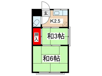 丹羽荘(2K/2階)の間取り写真