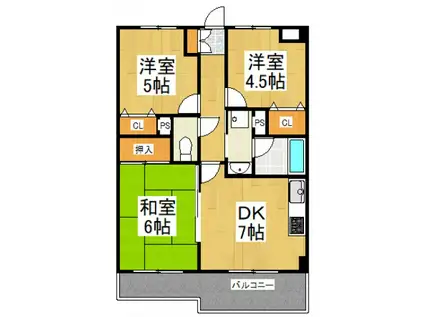 ライオンズマンション東所沢第3(3DK/5階)の間取り写真