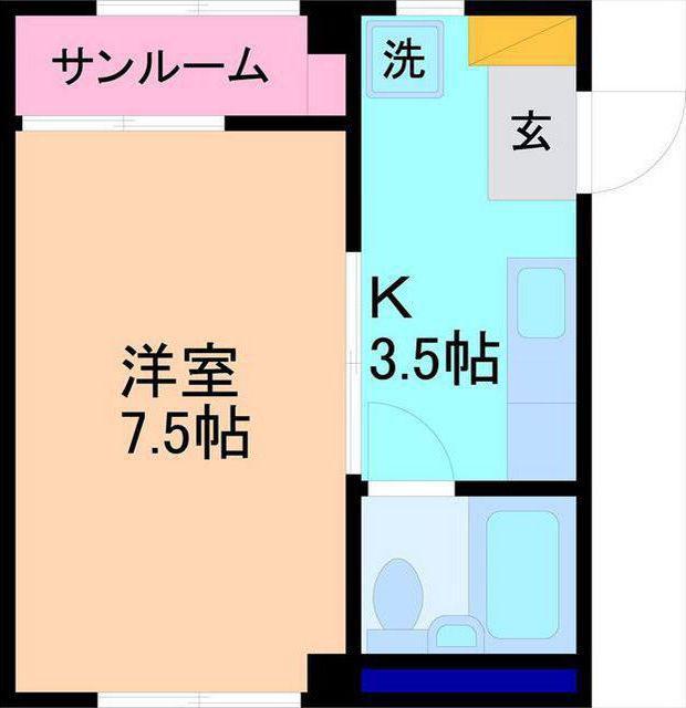 ハイムHK(1K/2階)の間取り写真