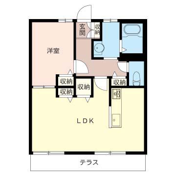 寿ハイツ(1LDK/1階)の間取り写真