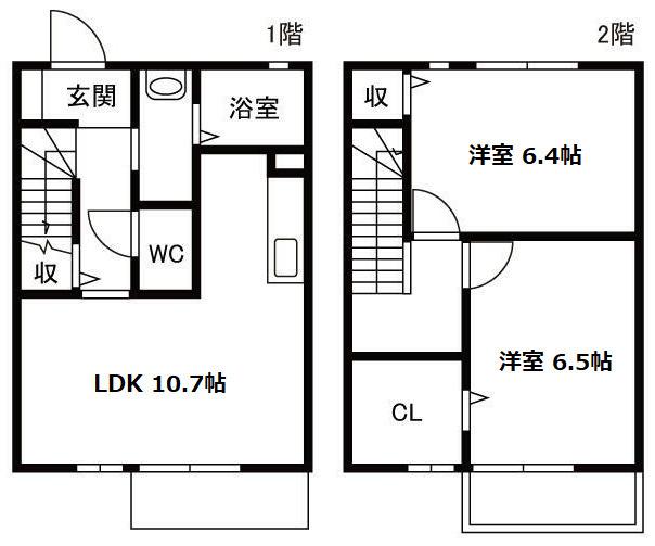 ネクストA(2LDK/1階)の間取り写真