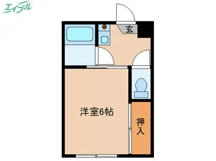 ジョイフル伊勢(1K/1階)の間取り写真