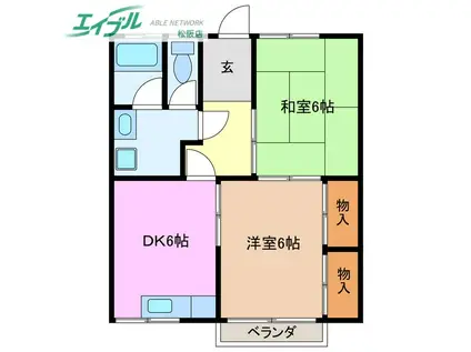 真ハイツ(2DK/2階)の間取り写真