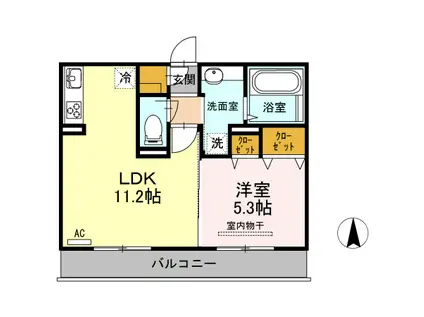 カーサ・フェリスII(1LDK/3階)の間取り写真