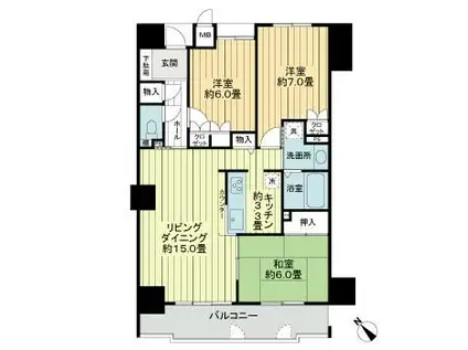 サーパスシティ新屋敷一番館(3LDK/7階)の間取り写真