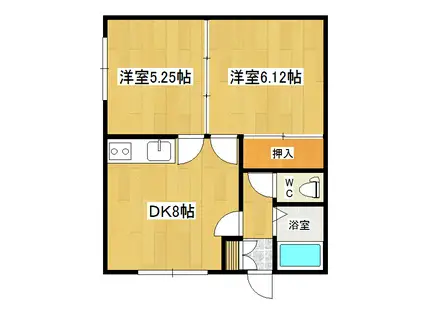 コーポ緑ヶ丘(2DK/3階)の間取り写真