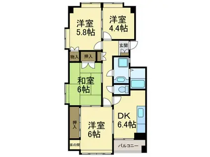 メゾンリビエール(4DK/3階)の間取り写真